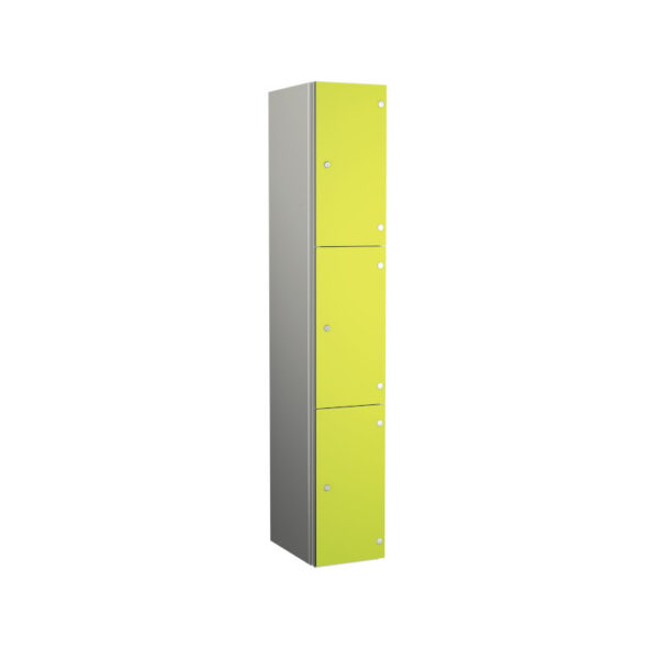 Lime Yellow Zenbox Aluminium Locker - Three Door