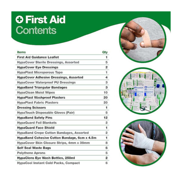 The Multi-purpose Sports First Aid Kit contents