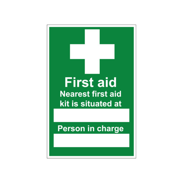 Sign to confirm location of the first aid box